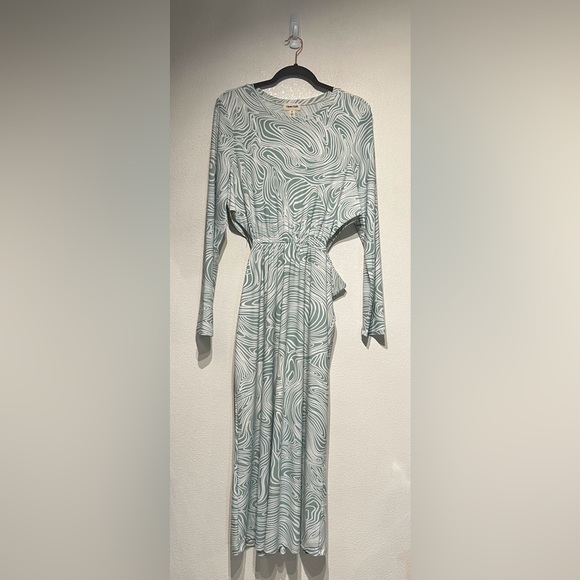Open Edit - Light Green/White Long Sleeve Midi XL Dress - Picture 5 of 12